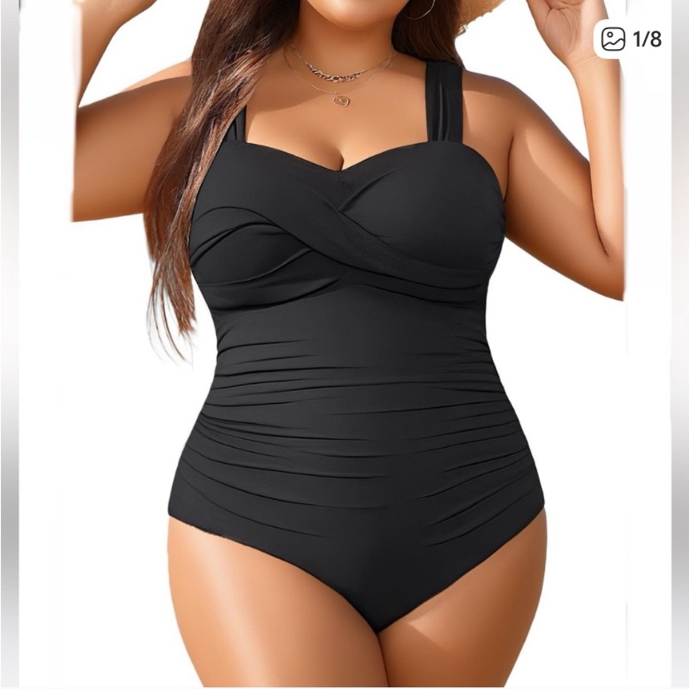 Yonique Black One-Piece Swimsuit plus size 16 W